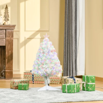 HOMCOM 2.5FT Prelit Tabletop Christmas Tree White