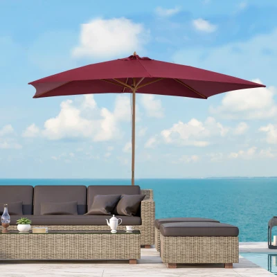 Outsunny Ombrellone 2x3 con Copertura in Poliestere Bordeaux