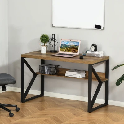 HOMCOM Computer Desk Workstation with Storage 120x60cm Black Brown