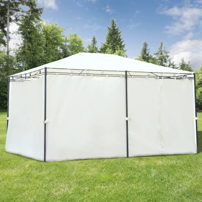 Outsunny Tonnelle barnum pavillon de jardin style colonial toiles latérales amovibles 3L x 4l x 2,55H m crème
