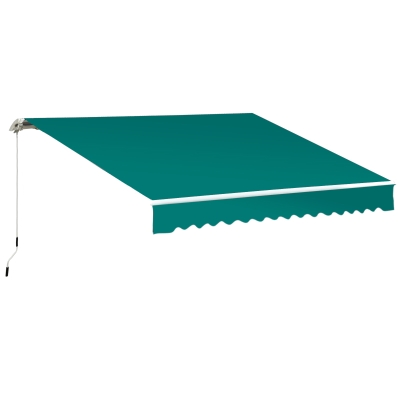 Outsunny Store Manuel Rétractable Vert 3,5x2,5m Polyester