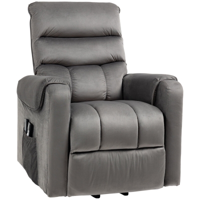 HOMCOM Fauteuil Releveur Massage Inclinable Tissu Velours Gris