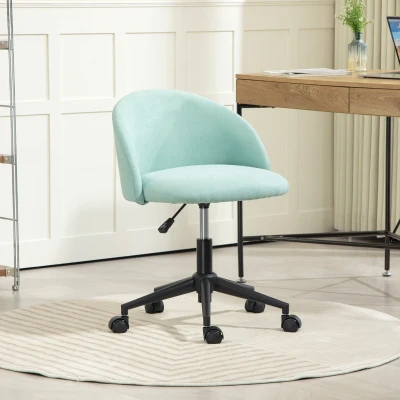 HOMCOM Chaise Bureau Velours Rotative Hauteur Réglable Vert