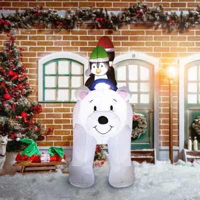 Inflatable Christmas Polar Bear 80W x 168D x 196Hcm White