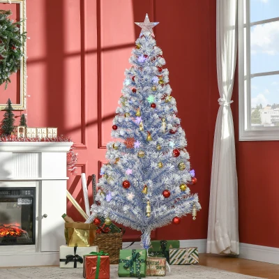 HOMCOM 6FT Fibre Optic Christmas Tree LED White Blue