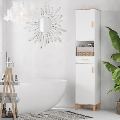kleankin Mobile salvaspazio bagno 39cm x 30cm x 180cm Bianco