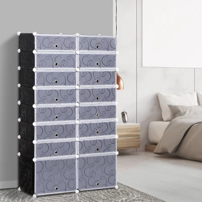 HOMCOM Gardaroba 95cm x 37cm x 160cm bianco e nero