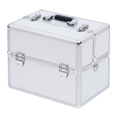 HOMCOM Mallette Maquillage 3 Niveaux avec Clés Argent