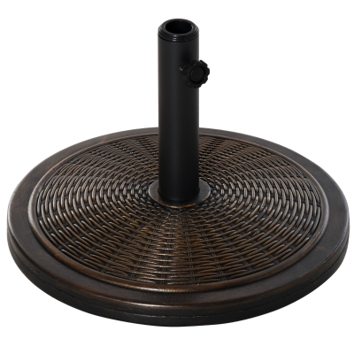 Outsunny Pied Parasol Rond Résine Rotin Ø48x34cm Noir Bronze