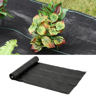 Outsunny Malla Antihierbas 2x50 m Malla Antimaleza Malla Geotextil contra Malas Hierbas y Malezas 100 g/m² para Jardín Negro
