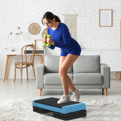 Aerobic Exercise Stepper 77L x 36W x 10.5/15.5/20.5Hcm Sky Blue