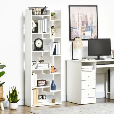 HOMCOM Libreria Moderna a 6 Livelli con 11 Scaffali Aperti Bianca