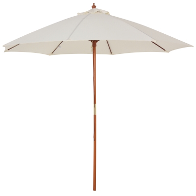 Outsunny 2.5m Garden Parasol Off-White Wooden Pole