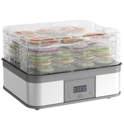 HOMCOM 5 Tier Food Dehydrator Stainless Steel 245W Grey