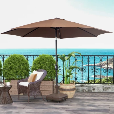 Outsunny Parasol Rond Ø3m Inclinable avec Pied à Roulettes