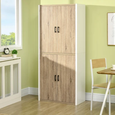 HOMCOM Dispensa cucina 80cm x 40cm x 182cm Legno naturale, bianco