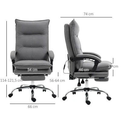 Vinsetto Silla de Masaje Reclinable con 6 Puntos de Masaje y 5 Modos con Función de Calefacción Ajustable 66x74x114-121,5 cm Gris(m-3)