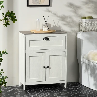 Kleankin Bathroom Floor Cabinet White with Drawer & Shelf