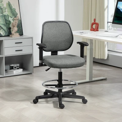 Vinsetto Fauteuil Bureau Réglable Haut Dossier Gris sur Roulettes