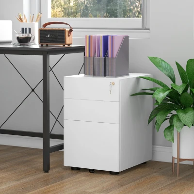 Vinsetto Lockable Rolling Cabinet Steel 3 Drawers A4 Legal