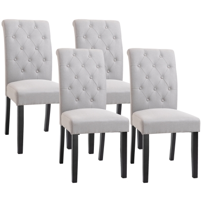 HOMCOM Chaises Salle à Manger Lin Bois 4pcs Confort
