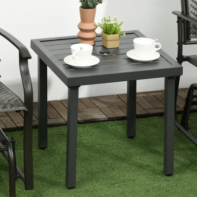 Outsunny Square Patio Coffee Table Steel Frame 51x51cm Grey