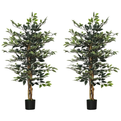 HOMCOM Set of Two Artificial Ficus Trees