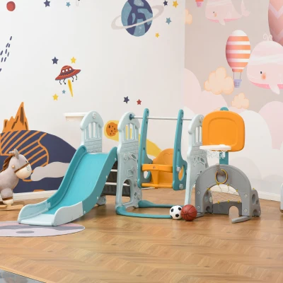 HOMCOM Scivolo per Bambini con Altalena Canestro Porta e Anelli