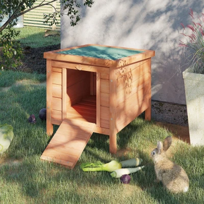 PawHut Clapier Lapin Bois Sapin Toit Étanche Vert