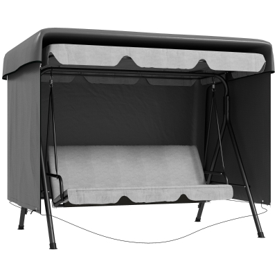 Outsunny Capa Protetora para Baloiço de Jardim de 3 Lugares 215x155x150 cm Impermeável com Fecho de Correr Cinza Escuro