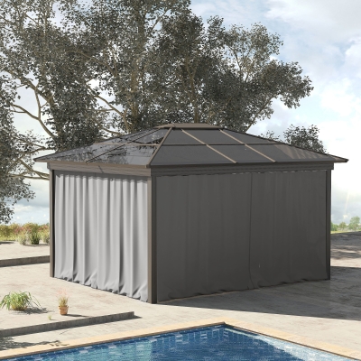 Outsunny 4 Paredes Laterais para Tenda 302x205 cm Laterais para Tenda Universal com Ganchos e Argola em C para Tenda Cinza Claro