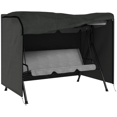 Outsunny Capa para Móveis de Jardim Capa Protetora para Baloiços de Exterior com Fecho de Correr 205x124x164 cm Cinza Escuro