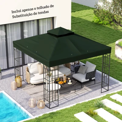 Outsunny Toldo de Substituição para Pérgola 3x3 m Toldo de Substituição com Teto Duplo Proteção UV 30+ Toldo para Pérgola Verde