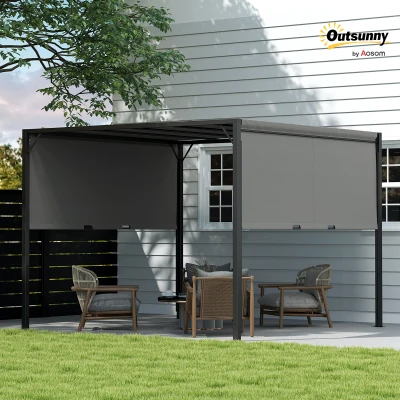 Outsunny Pergola 3x3m Steel Frame Charcoal Grey