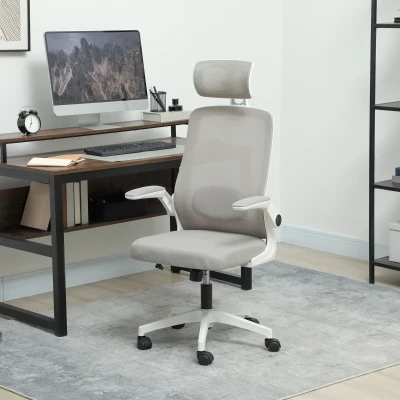 HOMCOM Ergonomic Office Chair Grey with Adjustable Support
