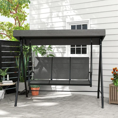 Outsunny Dondolo da Giardino 3 Posti con Tetto Regolabile Grigio