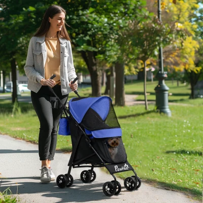 PawHut Lightweight Dog Stroller Portable Dark Blue