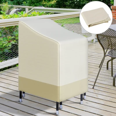 Outsunny Funda para Sillas Apilables 90x70x115 cm Impermeable de Tela Oxford 600D Anti-UV Beige y Café