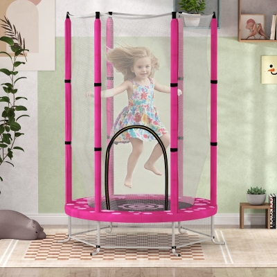Kids Trampoline 140 x 140 x 190cm Pink