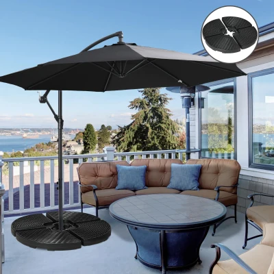Outsunny Base para Sombrilla de 4 Piezas Rellenable con Arena 68 kg o Agua 52 L para Jardín Patio Terraza Negro