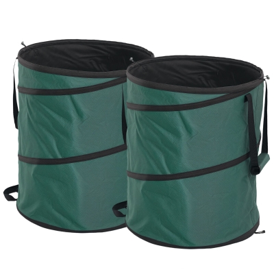 Outsunny Gartensack 2x160L wasserdicht Gartenabfallsack mit Trageschlaufen Griffe, stabil robust Laubsack Grün