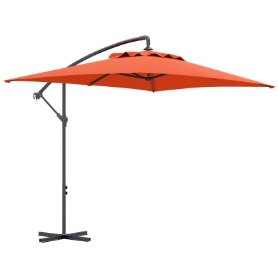 Outsunny 3m Cantilever Parasol Cross Base Orange