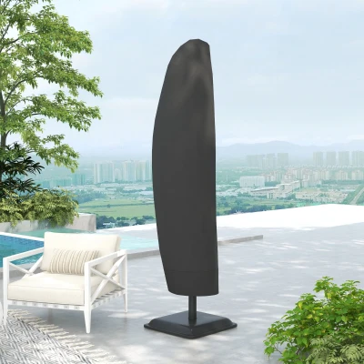 Outsunny Funda Protectora de Sombrilla de Diámetro 2-4 m Impermeable Tela Oxford Ø56x220 cm con Cremallera Negro