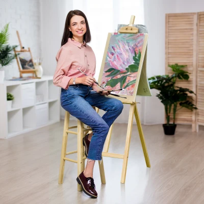 Șevalet de Pictură din Lemn de Pin Reglabil, 51,5x71,5x134,5 cm, Natural