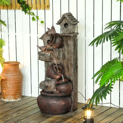 Outsunny 2-in-1 Waterfall Fountain Resin Multi-colour