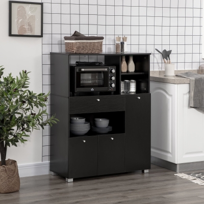 Bufet de Bucătărie pentru Cuptor cu Microunde, 90x40x120 cm, Negru