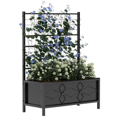 Jardinieră cu Grilaj pentru Plante, 90x40x120 cm, Negru