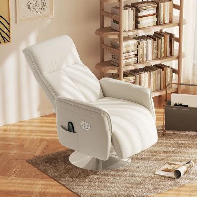 HOMCOM Massage Recliner Chair Steel Frame Cream White