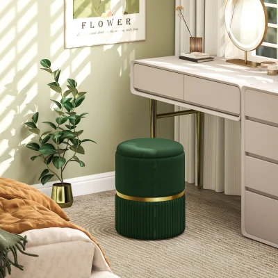 Storage Stool 36cm x 36cm x 44cm Dark Green