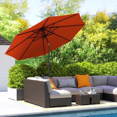 Outsunny Garden Parasol 3m Tilt Crank Orange